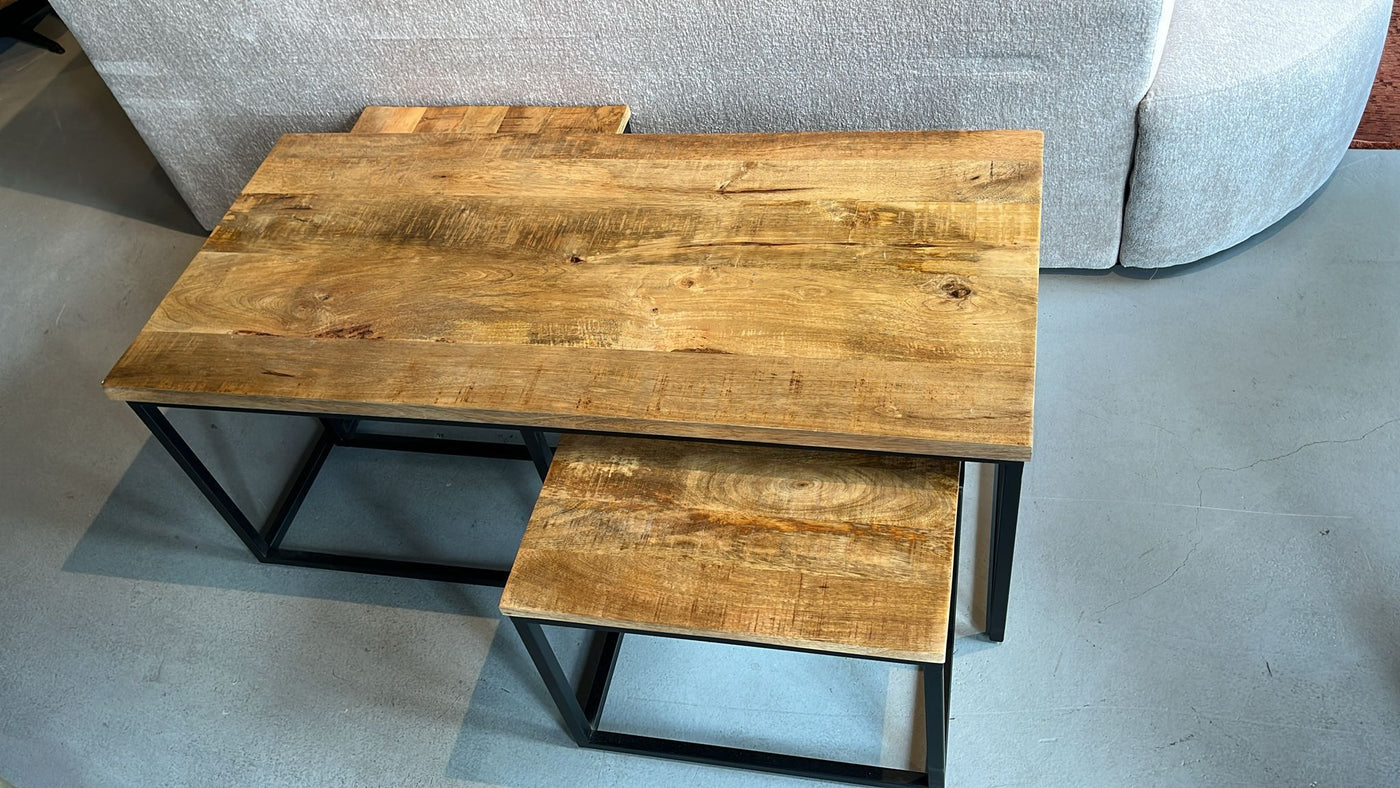 Salontafel met 2 losse bijzettafels (120x55x45 CM)